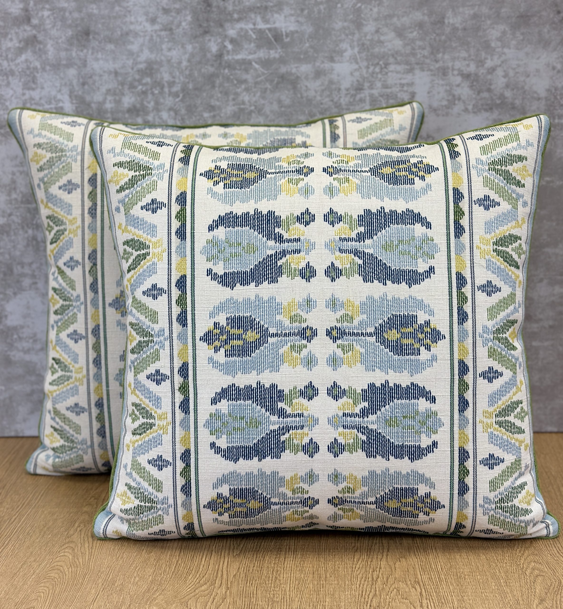 Schumacher Sandor Stripe Embroidery Pillows
