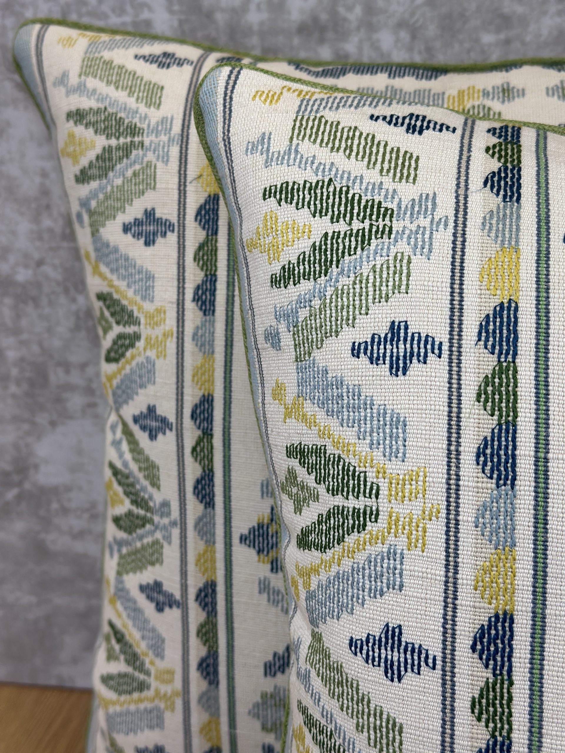 Schumacher Sandor Stripe Embroidery Pillows