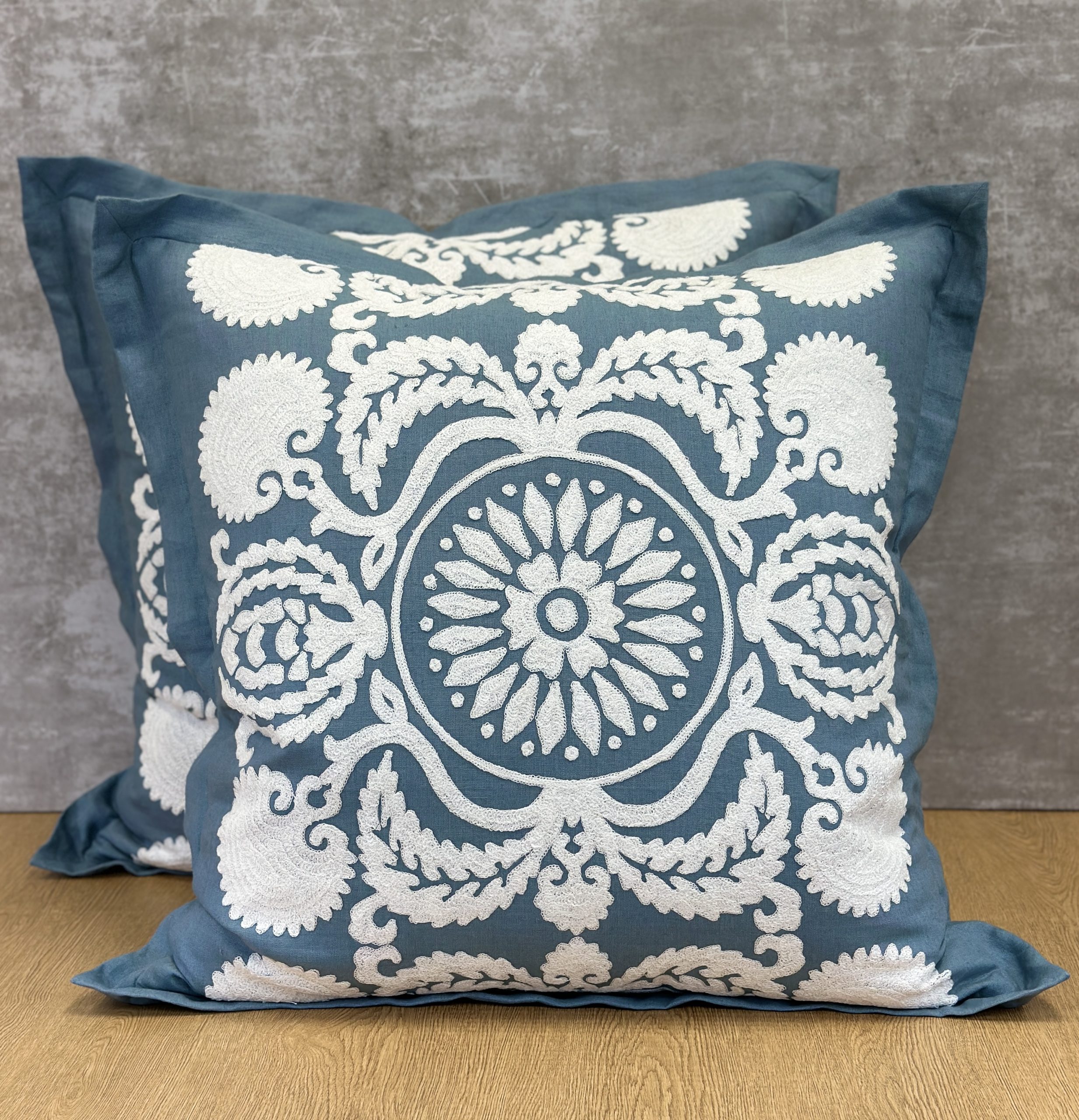 Schumacher Castanet Embroidery Pillows