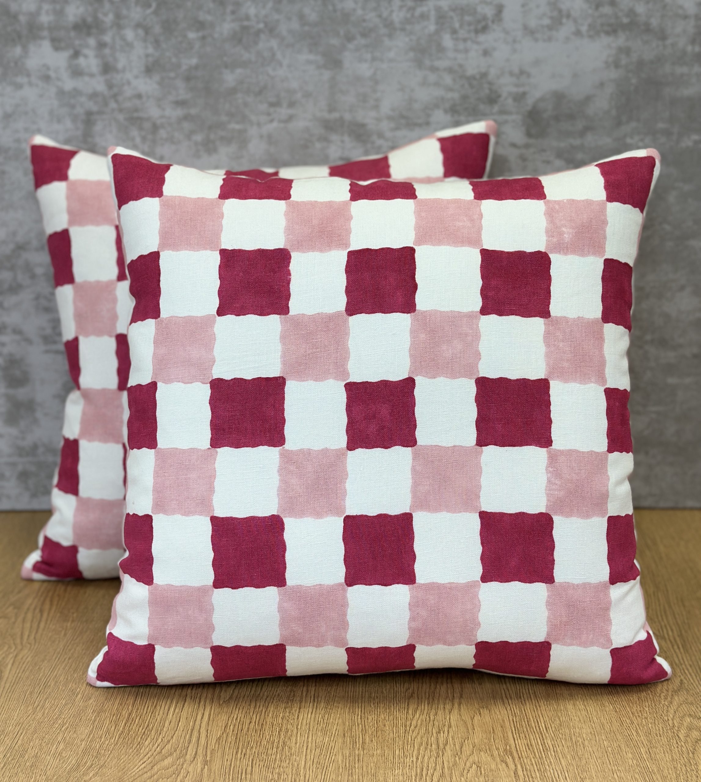 Schumacher Chequered Hand Block Print Pillows
