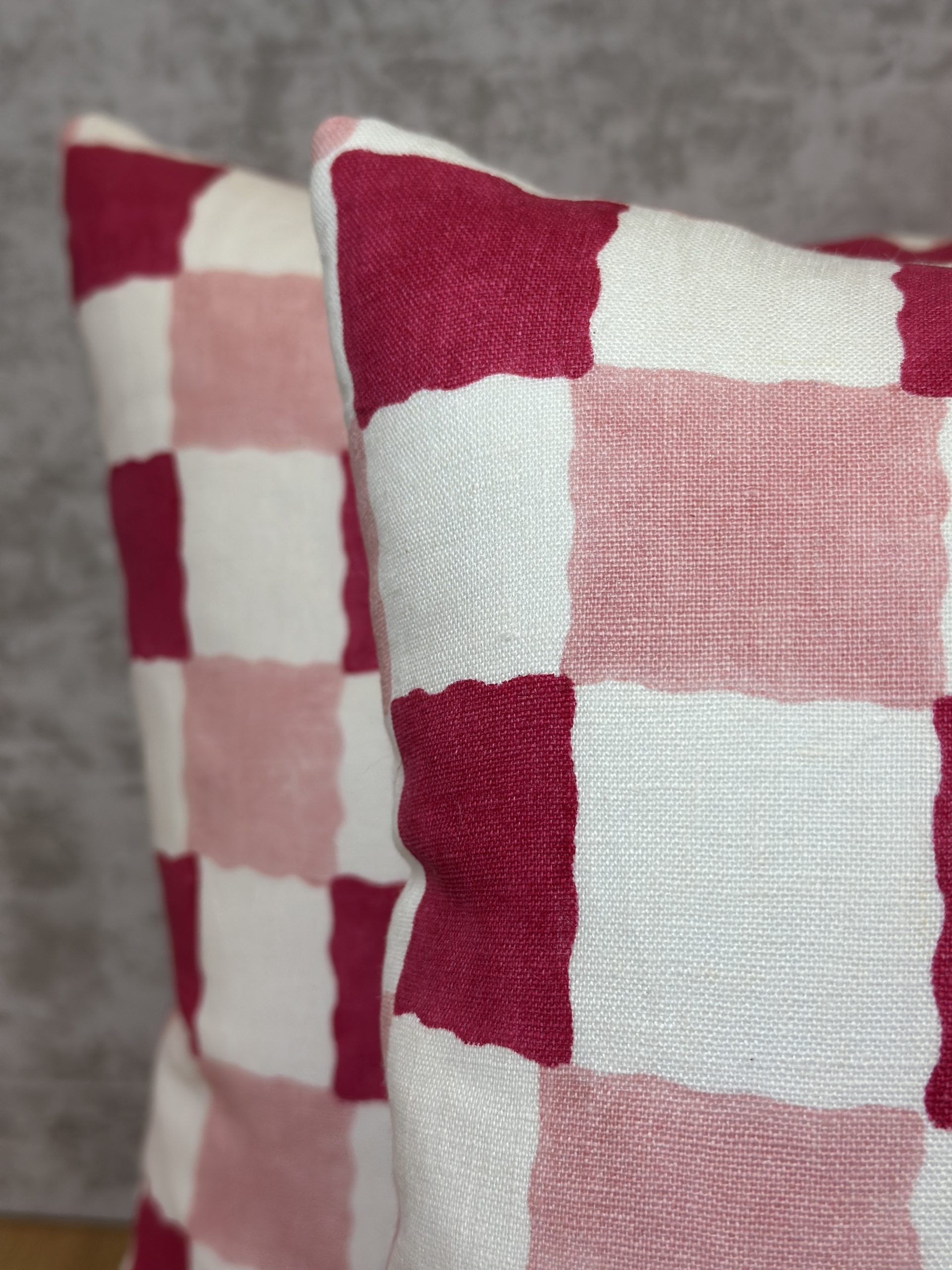 Schumacher Chequered Hand Block Print Pillows