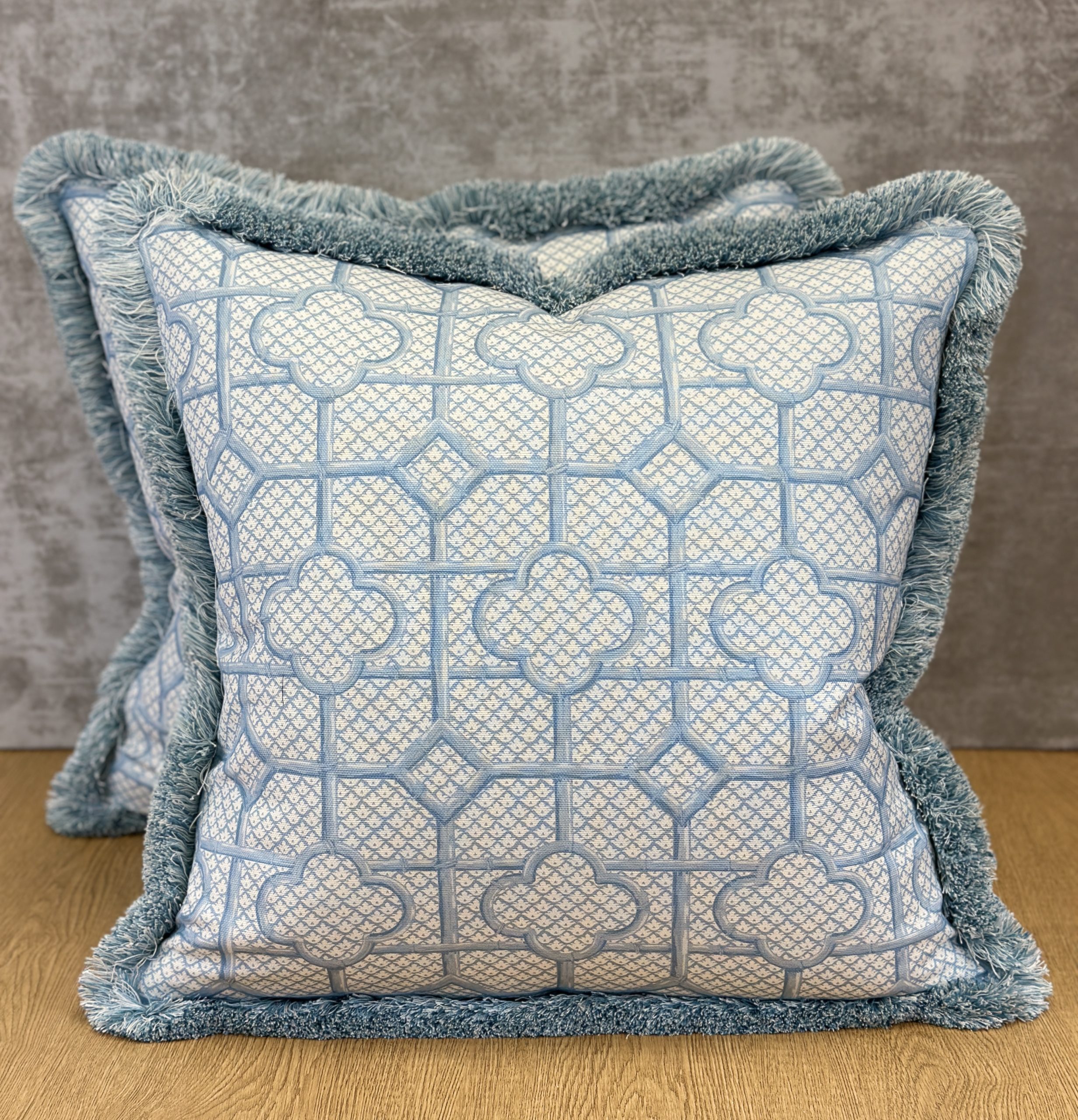 Mrs Alice Blue Bamboo Trellis Pillows